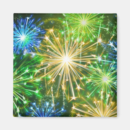blaugelbes Feuerwerk Magnet (Vorne)