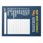 Blaugelbes FOOTBALL-BabyduschenSPIEL Notizblock (Vorderseite)