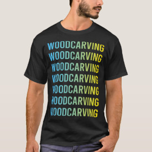 Blaugelbes Holzschnitzen T-Shirt