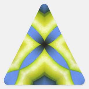 Blaugelbes Kaleidoskop-Design Dreieckiger Aufkleber