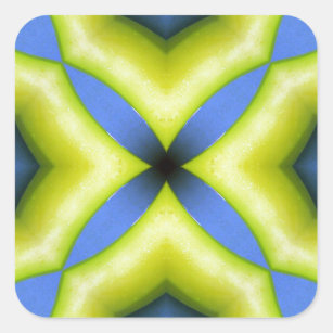 Blaugelbes Kaleidoskop-Design Quadratischer Aufkleber