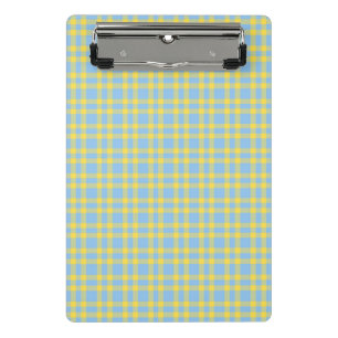 Blaugelbes Karomuster Mini Klemmbrett