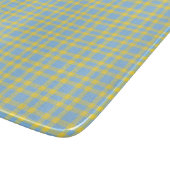 Blaugelbes Karomuster Schneidebrett (Ecke)