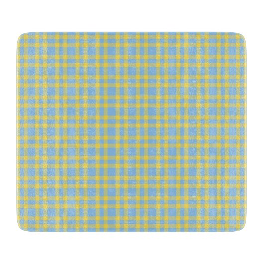 Blaugelbes Karomuster Schneidebrett (Vorderseite)