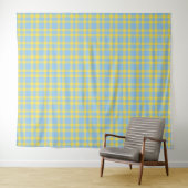 Blaugelbes Karomuster Wandteppich (Beispiel (Horizontal))