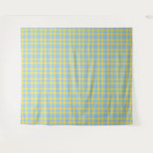 Blaugelbes Karomuster Wandteppich (Vorderseite (Horizontal))