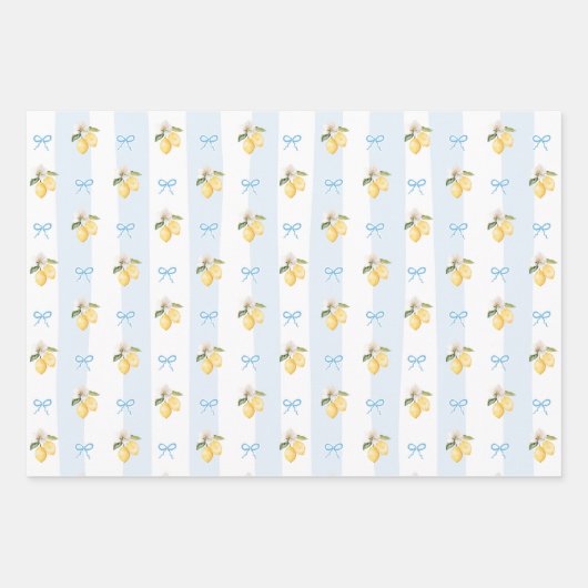 Blaugelbes Lemon-Wrapping Paper Set 3 Geschenkpapier Set (Vorderseite 3)