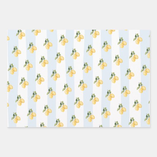 Blaugelbes Lemon-Wrapping Paper Set 3 Geschenkpapier Set (Vorderseite 2)