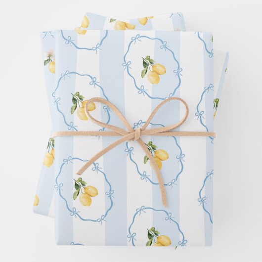 Blaugelbes Lemon-Wrapping Paper Set 3 Geschenkpapier Set (Beispiel)