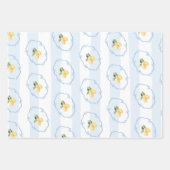 Blaugelbes Lemon-Wrapping Paper Set 3 Geschenkpapier Set (Vorderseite)