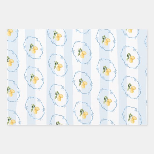 Blaugelbes Lemon-Wrapping Paper Set 3 Geschenkpapier Set (Vorderseite)