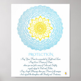 Blaugelbes Mandala Sakrale Geometrie Poster