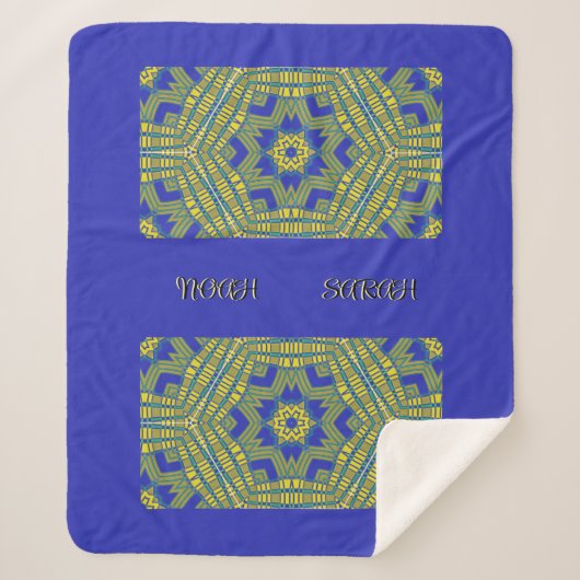 Blaugelbes Weave-Muster Sherpadecke (Vorderseite)