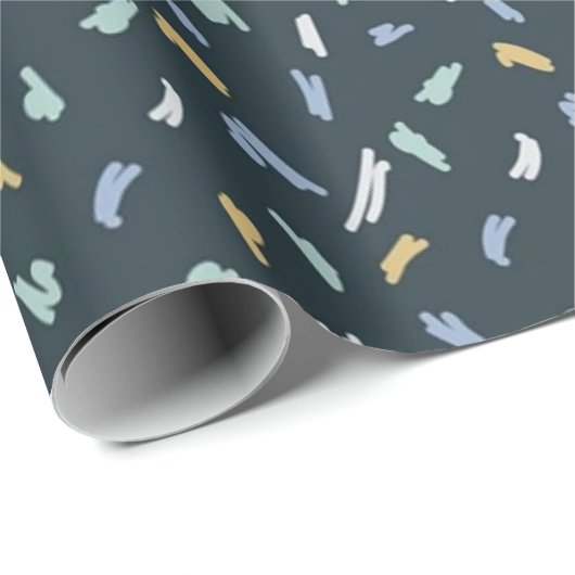 Blaugelbes weißes geometrisches Papier Geschenkpapier (Rolleneckpunkt)