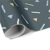 Blaugelbes weißes geometrisches Papier Geschenkpapier (Rolleneckpunkt)