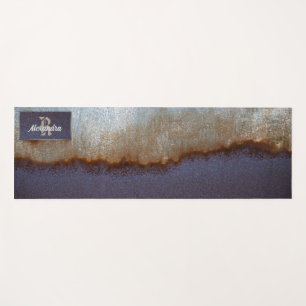 Blaugemalt, rostige und silbergraue Metallstruktur Yogamatte