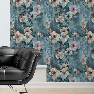 Blaugemalte Blume Floral  Tapete