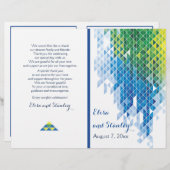 Blaugeometrische Dreiecke Modernes Hochzeitsprogra (Vorne/Hinten)