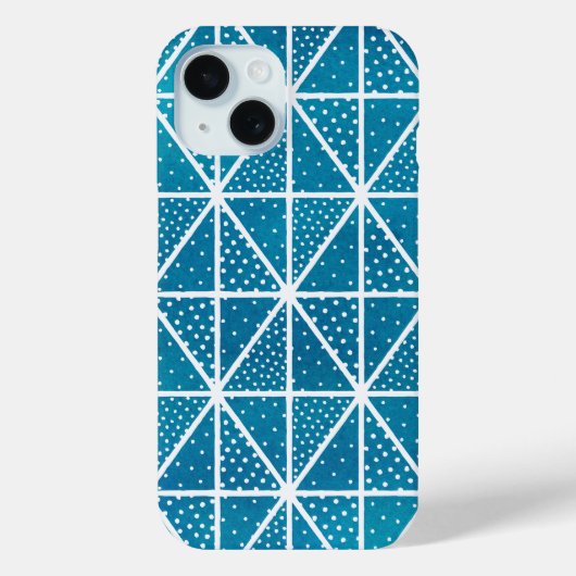 Blaugeometrische Muster Moderne Dreieck Punkte Case-Mate iPhone Hülle (Rückseite)