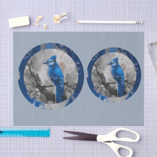 Blaugestalteter Blauhäher DBL Seidenpapier (Handwerk)