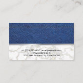 Blaugestepptes Leder | Metallische Marmormatte Visitenkarte (Rückseite)