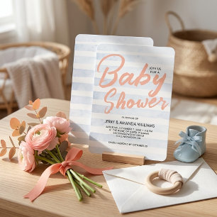Blaugestreifte Aquarell-Baby-Shower-Einladung Einladung