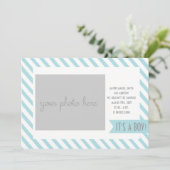 Blaugestreifte Geburtsankündigung Ankündigung (Stehend Vorderseite)