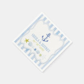 Blaugestreifte Nautikhochzeit Serviette (Ecke)