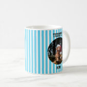 Blaugestreifte personalisierte Hundemutter Kaffeetasse (VorderseiteRechts)