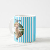 Blaugestreifte personalisierte Hundemutter Kaffeetasse (Vorderseite Links)