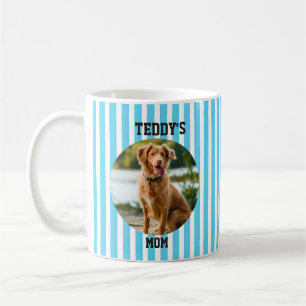 Blaugestreifte personalisierte Hundemutter Kaffeetasse
