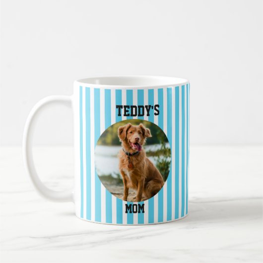 Blaugestreifte personalisierte Hundemutter Kaffeetasse (Links)