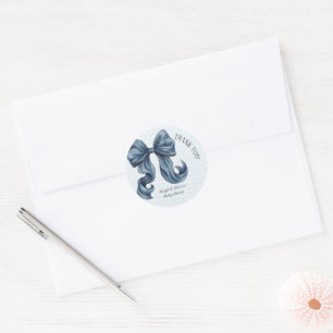 Blaugestreifte Schleife Baby Shower Danke Runder Aufkleber