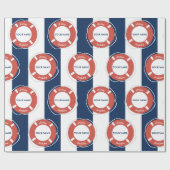 Blaugestreifter Individuelle Name Geburtstag Geschenkpapier (Flach)