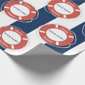 Blaugestreifter Individuelle Name Geburtstag Geschenkpapier (Ecke)