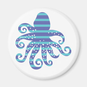 Blaugestreifter Krake Magnet