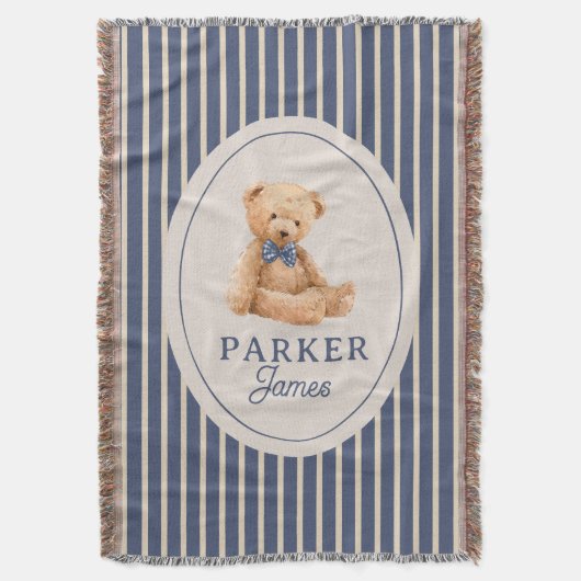 Blaugestreifter Teddybär Fliege Klassisches Kinder Decke (Vorderseite Vertikal)