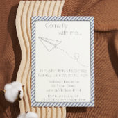 Blaugestrichene Papierflugzeug zum Geburtstag einl Einladung