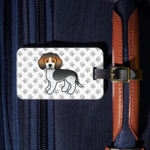 Blaugetickelter Beagle Süßer Cartoon-Hund & Text Gepäckanhänger
