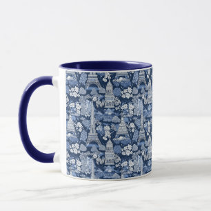 Blaugetönte komplizierte Pariser Eiffelturm-Toile Tasse