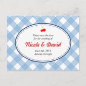 Blaugingham Land Rustikale Kirsche Save the Date Ankündigungspostkarte (Vorderseite)