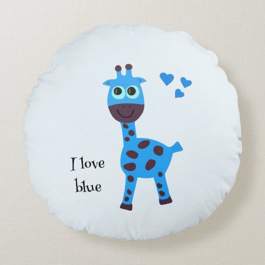 Blaugiraffe Rundes Kissen (Vorderseite)