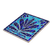 Blauglas gebrochen Mosaik Floral Fliese (Seite)