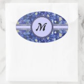 Blauglas-Kristalle-Monogramm-Sparkus Ovaler Aufkleber (Tasche)
