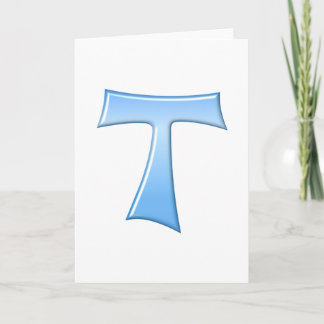 Blauglas Look Franciscan Tau Cross Feiertagskarte