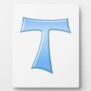 Blauglas Look Franciscan Tau Cross Fotoplatte