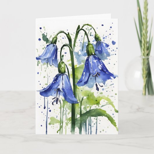 Blauglöckchen - Aquarellblumen Karte (Vorderseite)