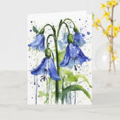 Blauglöckchen - Aquarellblumen Karte (Gelbe Blume)