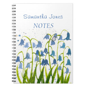 Blauglöckchen Blau Floral Aquarell Botanik Natur Notizblock