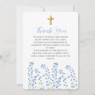 Blauglöckchen Blau Florales Trauerkreuz Danke  Einladung